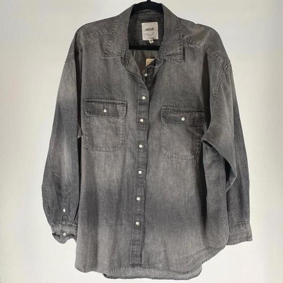 Vintage Denim Button-Up Shirt - Gray Wash - Picture 1 of 2